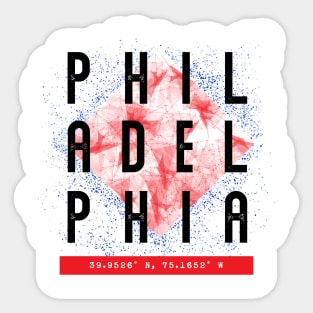 Philadelphia - Urban City Typography with Coordinates Sticker